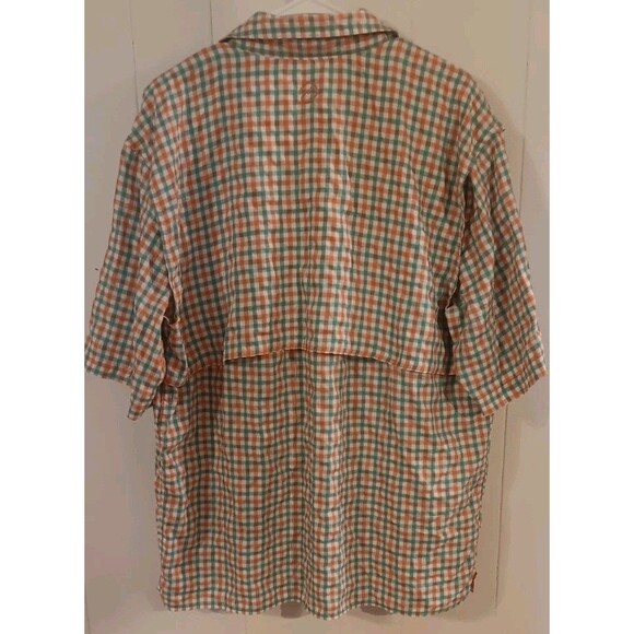Magellan Outdoors Shirt Mens L Fish Gear Mag Wick Relax Vented Coral Green Check - Picture 6 of 6